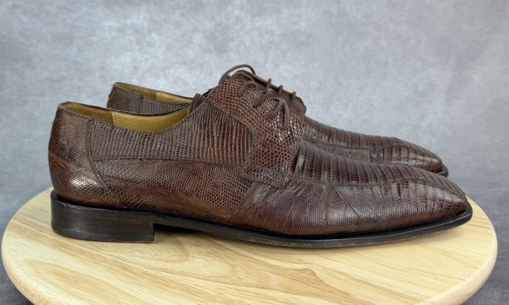 Mezlan Platinum Genuine Lizard Derby Dress Shoes – Men’s Size 11M Brown